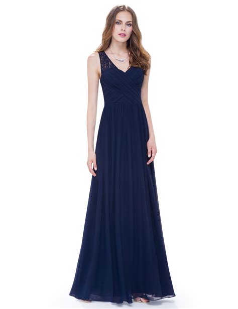 Ever Pretty Us Navy Evening Gown A Line Lace Bridesmaid Dress Long V