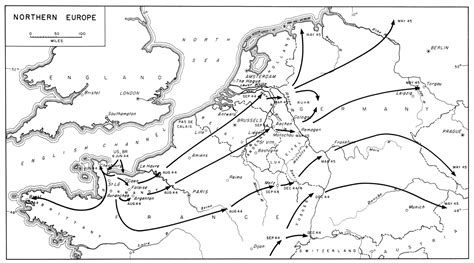 travel historical maps  world war ii northern europe    american military