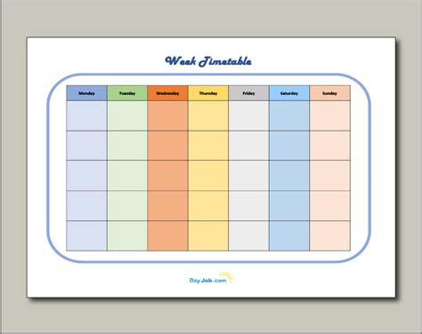 blank revision timetable template sample design templates simple