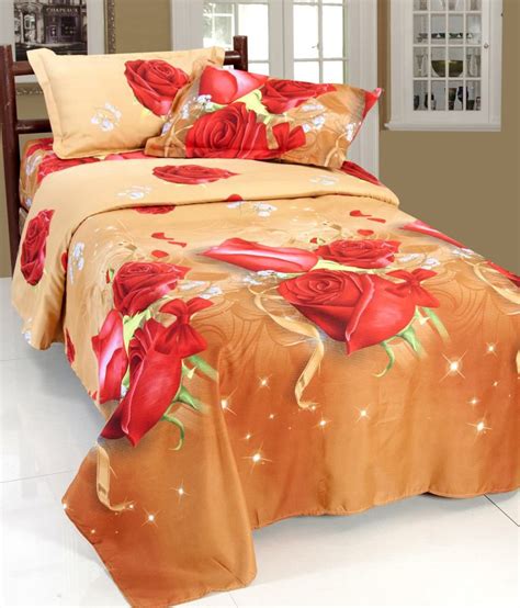 rose petal orange floral polyester bed sheet  pillow cover buy