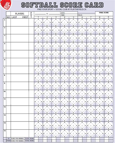 softball score sheet template  printable samples