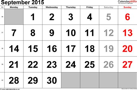 calendar september 2015 uk bank holidays excel pdf word