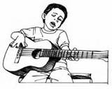 Coloring Guitar Boy Plays Balalaika Russian Playing Girl sketch template