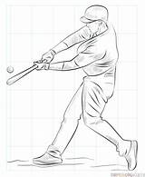 Draw Baseball Drawing Player Ball Hitting Step Base sketch template