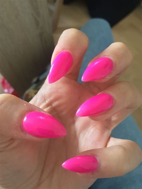 June Nails Stiletto Acrylic Neon Pink Pink Dragon