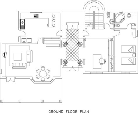 villa ground floor plan dwg net cad blocks  house plans