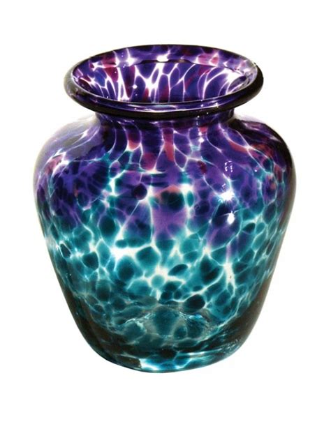 Purple Aquamarine Clear Vase V48 Hand Blown Glass