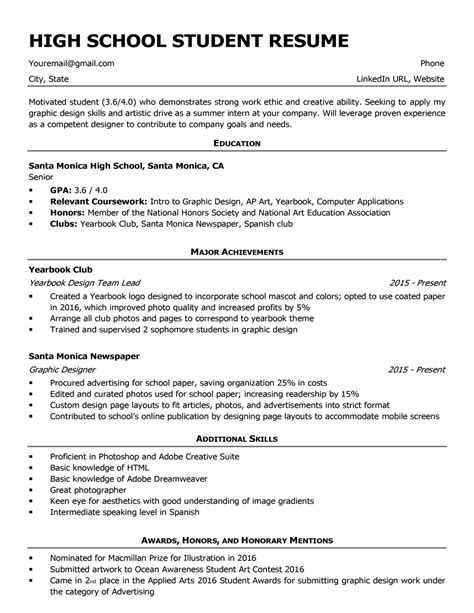 high school resume template writing tips resume companion