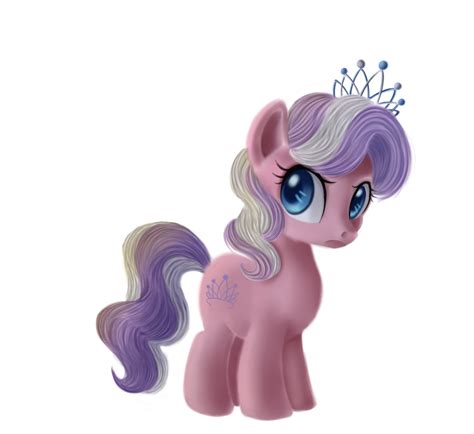 pink pony  blue eyes   tiara   head standing  front