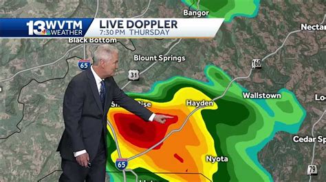 wvtm   doppler radar shows storm  caused tent collapse  blount county