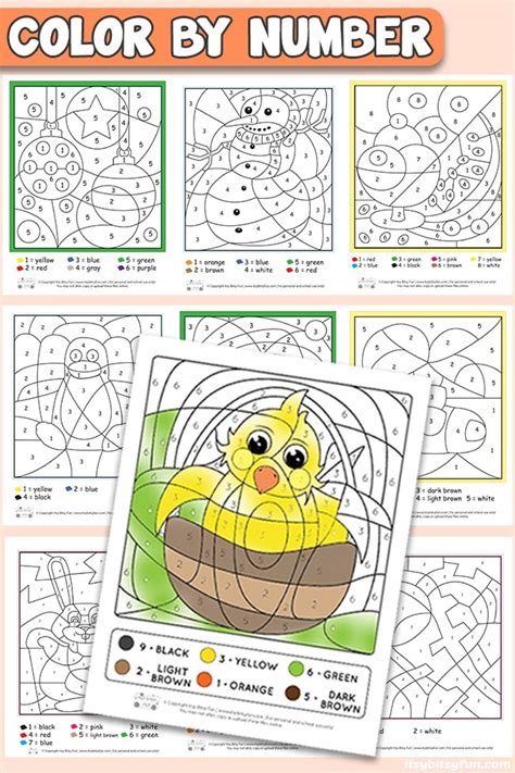 printable color  number worksheets itsy bitsy fun