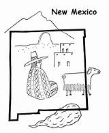 Mexico Coloring Map Usa State Pages Printables Outline Printable Nm Go sketch template