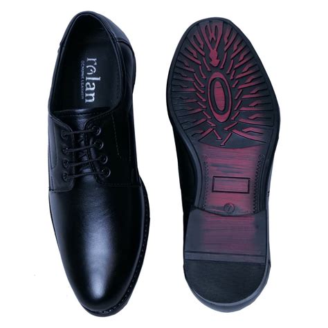 Lace Up Synthetic Leather Men Formal Shoes Black Size Uk India