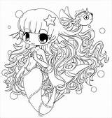 Coloring Chibi Mermaid Pages Adults Coloringbay sketch template