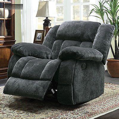Grey Microfiber Big Man Rocker Glider Recliner Lazy Boy