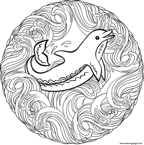 dolphin mandala animal coloring page printable