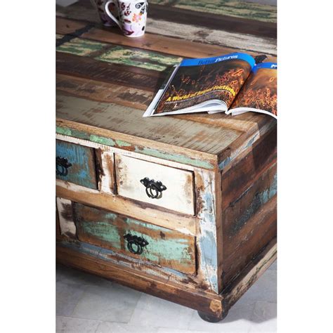large square coffee table  storage reclaimed wood