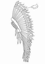 Feather Headdress Coloring Pages Indian Native sketch template