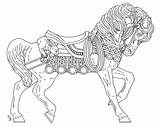 Carousel Coloring Crafts Pages Horses Adult Creative Choose Board sketch template
