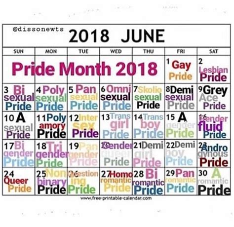 20 pride month calendar 2019 free download printable calendar