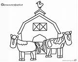 Barn Coloring Pages Horse Two Printable Kids sketch template