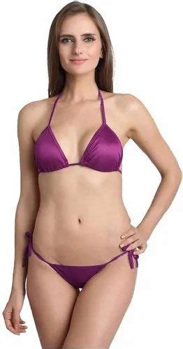 satin purple puple bikini set size free size rs 175 piece style