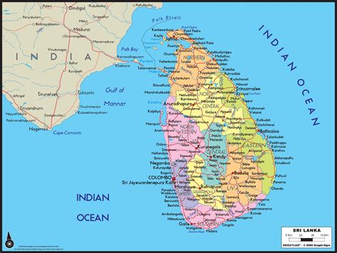sri lanka political wall map mapscomcom