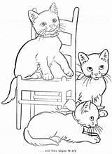Coloring Cat Pages Cats Kittens Three Little Printable Drawing Book Kitten Colouring Sheets Print Books Quilt Adult Kids Choose Board sketch template