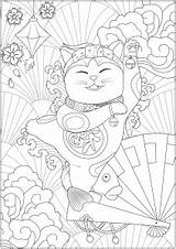 Neko Maneki Coloring Kids Pages Simple Ll Also These sketch template