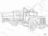 Coloring Truck Pages Semi Log Mack Trailer Drawing Peterbilt Printable Tractor Colouring Adult Diesel Cabin Sketch Adults Trucks Color Getcolorings sketch template