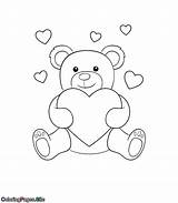 Coloring Heart Bear Valentine Holding Pages Big Valentines Hearts Close Coloringpages Site sketch template