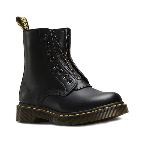 dr martens  pascal removable front zip  eyelet boots  black