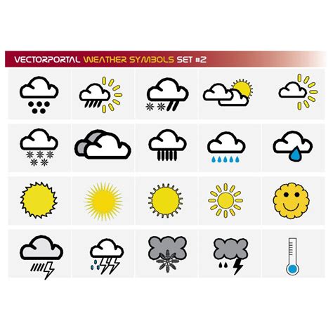 weather symbols  vector set  vectors ui