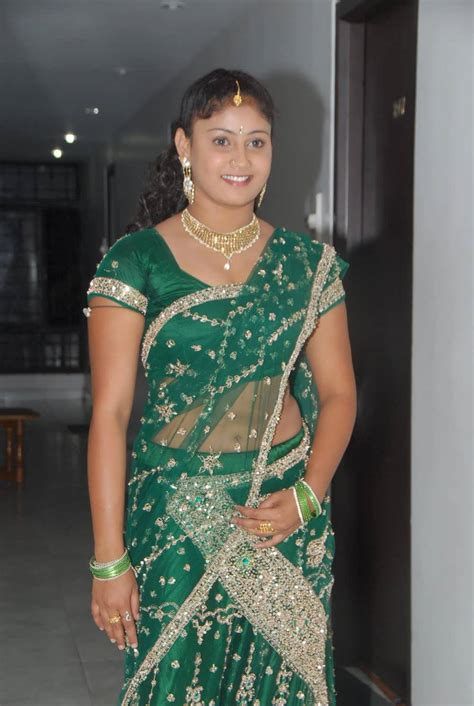 Telugu Actress Amrutha Valli Exclusive Green Saree Pics