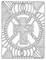 Coloring Pages Cross Easter Bible Doodle Religious Religion Printable Sheets Christian Jesus Alley Adults Kids Adult Color Christianity Books Crafts sketch template