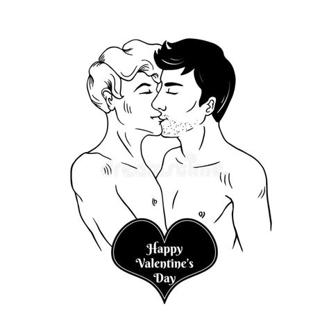 happy valentine s day card with two gay men kissing stock illustration