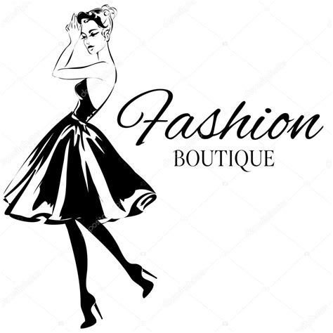 vectores moda logo de boutique de moda con vector de silueta de mujer blanco y negro — vector