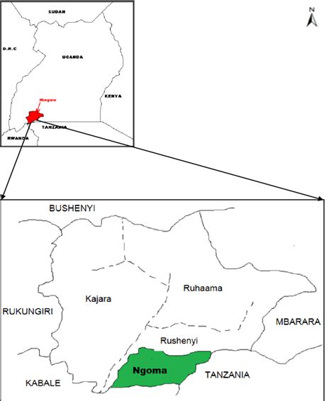 map  ntungamo district showing location  ngoma  county