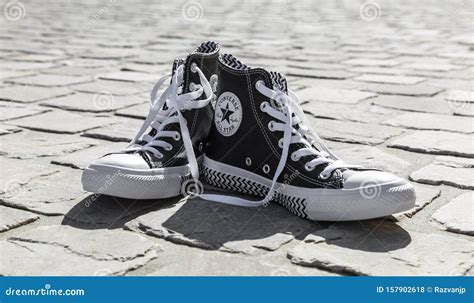 pair  converse  star sneakers editorial stock photo image