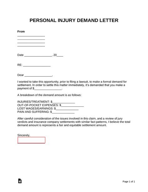 personal injury demand letter sample  word eforms