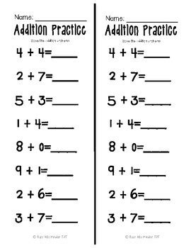 addition  subtraction practice sheets