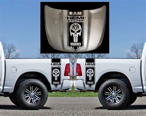 car truck parts black dodge ram  hemi truck bed side stripes graphics sticker  year vinyl