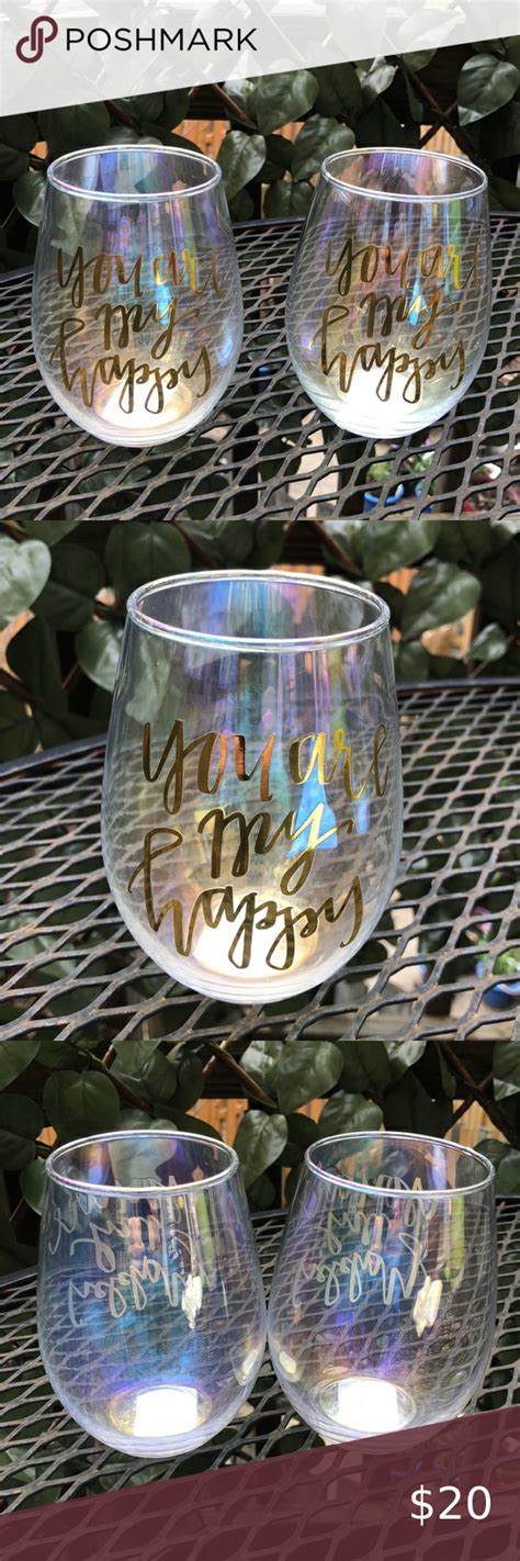 nwt    happy stemless wine glasses  glasses included