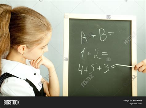school girl  blackboard image photo bigstock