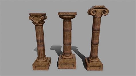 3d Model Pillar Set Vr Ar Low Poly Cgtrader