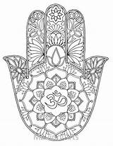 Hamsa Hand Coloring Pages Chakra sketch template
