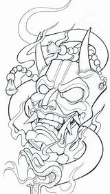 Tattoo Mask Stencil Drawing Oni Hannya Samurai Sketch Japanese Drawings Pesquisa Google sketch template
