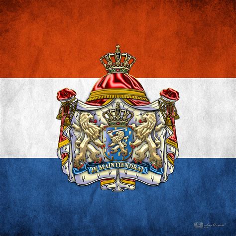 coat of arms and flag of netherlands digital art by serge averbukh pixels