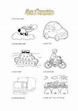 Transportation Means Worksheets Worksheet Activity Vocabulary Transports Color Colour Learners Young sketch template