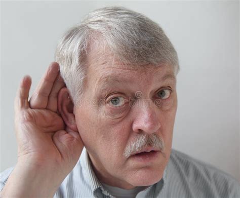 older man  hard  hearing stock photo image  face male